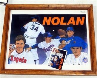 Nolan Ryan Autographed Biography With COA, Poster And Drawing