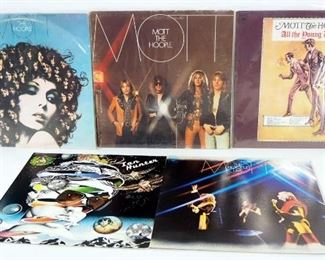 Mott The Hoople And Ian Hunter Vinyl LPs, Includes All The Young Dudes, Mott, Live, The Hoople, And More, Total Qty 5