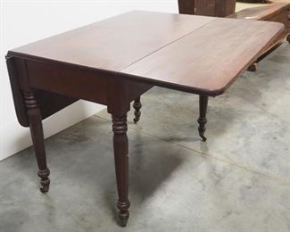 Antique Drop Leaf Table, On Wheels, 28.75" High x 38" Wide x 21" Deep (With Leaves Down), Each Leaf Adds 13.75", 2 Total Leaves