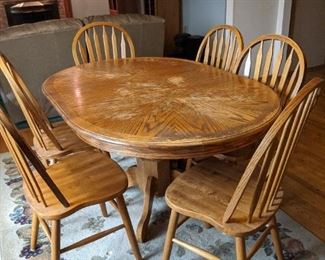 $60  Oak kitchen table set - top, as is