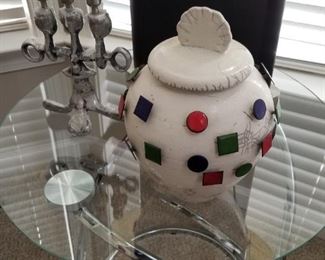 Chrome end tables 2 and matching coffee. All from "Modani"