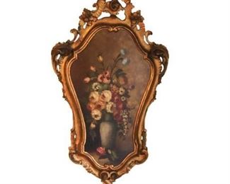 Carved Wood Frame Still Life Floral