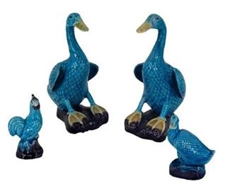 Early 20th Century Majolica Duck Family