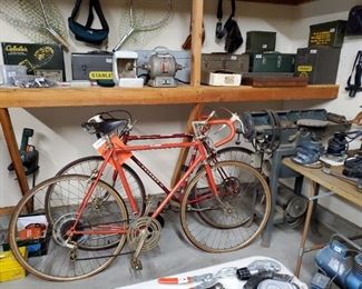 1973 Schwinn Sports Tourer 10 speed.  1972 Puegot 10 speed.