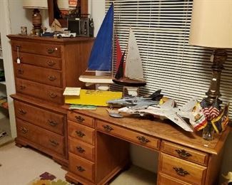 Vintage Pond boats.  GI Joe Fighter Jets.  Nice Maple desk & dresser.