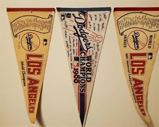 Vintage Dodger pennants.