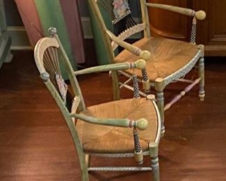  McKenzie Childs light flower basket armchairs 