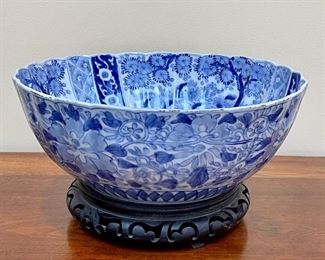 Item 228:  Large Vintage Asian Serving Bowl on Carved Stand: $95