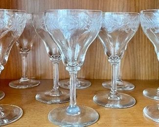 Item 200:  Vintage Cut Glass Sherry Glasses (10):  $75