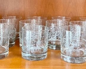 Item 233:  (5) Set of Old Fashioned or Rocks Glasses with etched Phillips Academy "Non Sibi": $14 (There were 11 but owner wanted to keep 6)