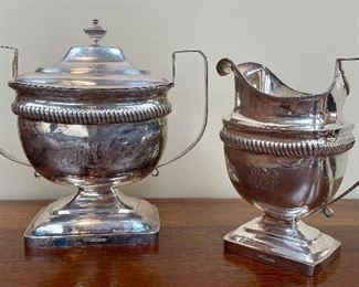 Item 141:  American Coin Silver Covered Vessel - 7.5" (Left) and  American Coin Silver Pitcher (Right) - 5.75": $650