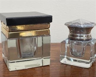 Item 145:  Lot of 2 Antique Inkwells (sterling on the right): $65 for both                                                                                                                Sterling inkwell - 2"