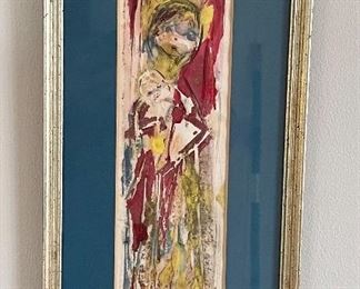 Item 55:  "Mother & Child"  signed water color - 7.25" x 15.25":  $80