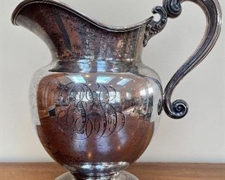 Item 143:  Giant Black Starr and Frost Sterling Silver Water Pitcher, Monogrammed - 11.25": $850