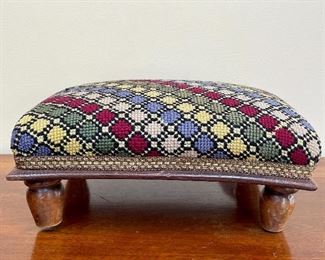 Item 6:  Mini footstool with needlepoint - 11.25"l x 8.5"w x 4.25"h:  $32