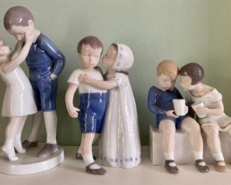 Item 150:                                                                                                 
a. (left) Vintage B & G Bing Grondahl Copenhagen Porcelain Figurine 1781 - 8": $30                                                                                
b. (middle) Vintage B&G Bing & Grondahl "Love Refused" #1614 Danish porcelain boy/girl figurine: $35                                                                                                                     c. (right)Vintage B & G Bing Grondahl Copenhagen Porcelain Figurine 2175 - 5.5": $58