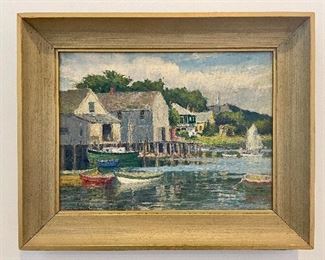 Item 204:  Evelyn Bicknell Oil on Canvas- Maine Harbor - 15" x 12": $625