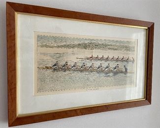 Item 318:  Antique Crew Lithograph "Off to an Even Start" - 19.5" x 12.5": $45