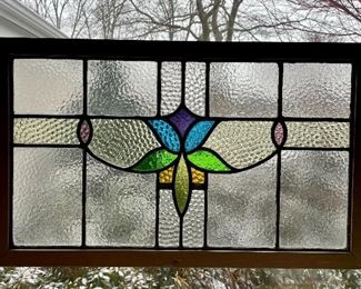 Item 92:  Antique Stained Glass Window- 27.5" x 16.75":  $225
