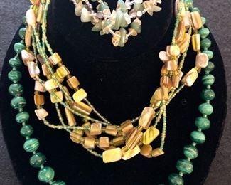 Item 161:  Vintage Malachite Beads: $45                                                              Item 162:  Fashion Bracelet & Necklace: $16