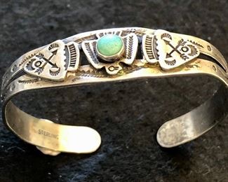 Item 180:  Vintage Navajo Cuff - Sterling Silver & Turquoise: $115