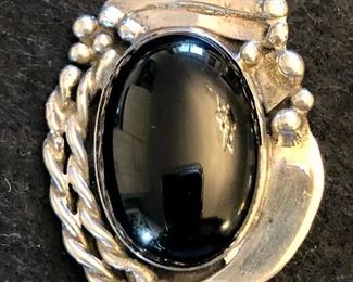 Item 188:  Signed Stelring Silver & Onyx Pin: $45