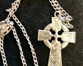 Item 189:  Vintage Sterling Silver Celtic Cross & Chain: $28