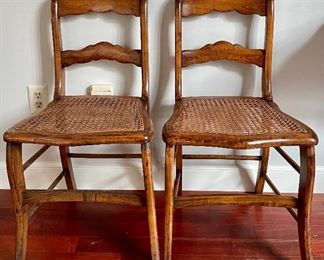Item 236:  (2) Antique Caned Chairs - 17"l x 16"w x 32"h:  $130/pair