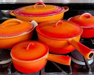 Item 243:  Lot of Belgium Cast Iron Enamelware in well-loved condition:   $125