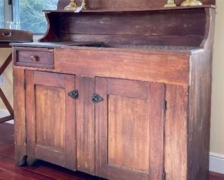 Item 249:  Primitive Dry Sink with Copper Insert - 43.75"l x 17.5"w x 42"h:  $250