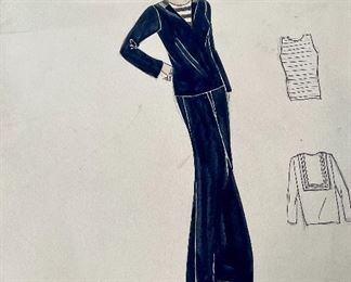 Item 329:  (6) Original hand drawn fashion designs from Bonwit Teller:  $150 for all