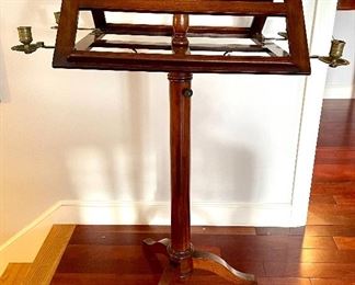 Item 8:  Antique Mahogany Duet Music Stand on Adjustable Tripod Base. - 21"l x 20"w x 41.5"h:  $750