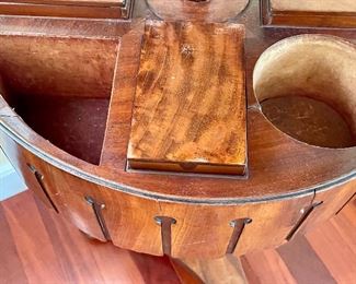 detail...interior is sectioned and contains 4 covered sections for tea