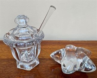 Item 53:  Baccarat Mustard/Honey Pot with Spoon - 4.5":  $50                                                                                                                   Item 52:  Baccarat Starfish - 5.5":  $65
