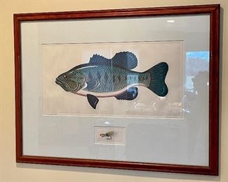 Item 252:  "Largemouth Bass"  Hand Colored Etching by Dan Mitra - 29.75" x 22.5":  $145