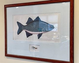 Item 253:  "White Bass" Hand Colored Etching by Dan Mitra - 29.75" x 22.5":  $145