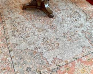 Item 216:  Antique Oushak Rug - Salmon and Beige - 96.5" x 142": $3500