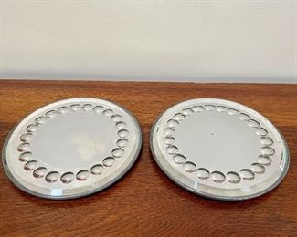 Item 330:  (2) Antique footed mirror display "plates"we have one round left and one oval! 