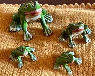 Item 259:  Antique Miniature Metalware Cold-painted frog family:  $95