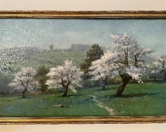 Item 209:  Oil Painting, Dogwood Trees - 15" x 8.75": $200