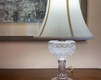 Item 266:  Converted glass oil lamp - 18": $32