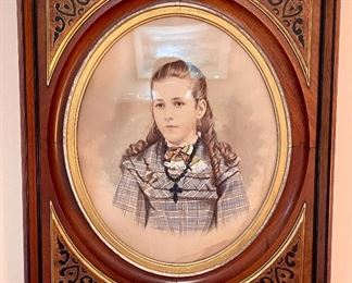 Item 282:  Antique Portrait of Young Girl in Antique Frame:  $175