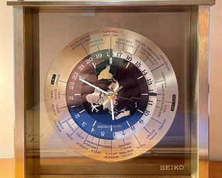 Item 285:  Vintage Seiko Quartz "World" Clock with Airplane Second Hand - 8.5"l x 3.25"w x 8.5"h:  $75