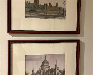 Item 301 a:  Westminster Abby lithograph by George Fanshawe (top) - 17" x 13":    $80                                                     Item 301 b:  St. Paul's Cathedral lithograph by George Fanshawe (bottom) - 17" x 13":  $80
