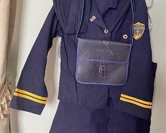 Item 353:  Antique Girls Junior Wave Uniform, - skirt, top, hat, purse: $45