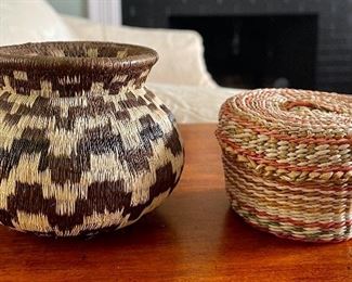 Item 359:  Two Vintage Hand Made Baskets: $38                        Tallest - 3"
