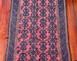 Item 410:  Antique Red Rug, Blue Border - 33" x 54.5": $165