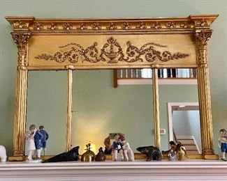 Item 372:  Antique Gilt Over Mantle Classical Mirror, 19th c., with Side Columns- this item has been restored and has paperwork to go with it - 34" x 51 3/8": $1050
