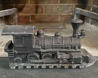 Item 374:  Cast Aluminum Locomotive Fireplace Steamer - 12" x 6": $45