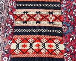 Item 381:  Antique Swedish Weaving Runner/Wall Hanging Black, Red and Ivory - 21" x 60": $375